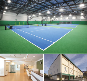 トップインドアステージ多摩 テニスコートと施設イメージ