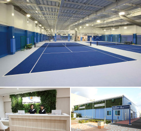 トップインドアステージ横浜コットンハーバー テニスコートと施設イメージ